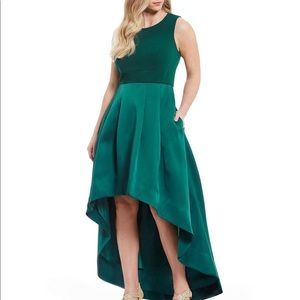 Eliza J emerald high low color block dress